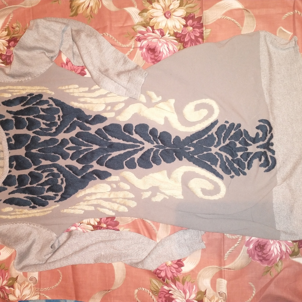 ESLEY GRAY AND BLUE SWEATER DRESS